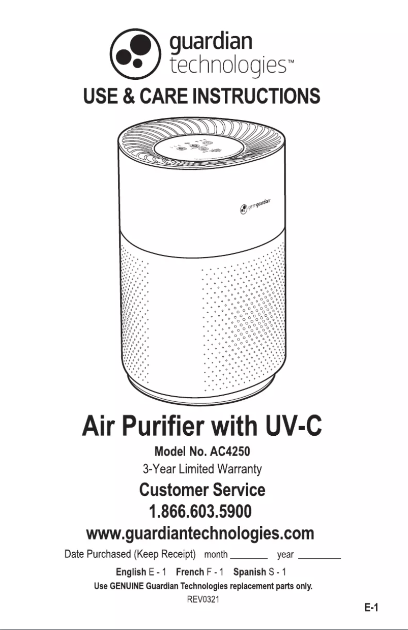 Page 1 de la notice Manuel utilisateur Guardian AC4250