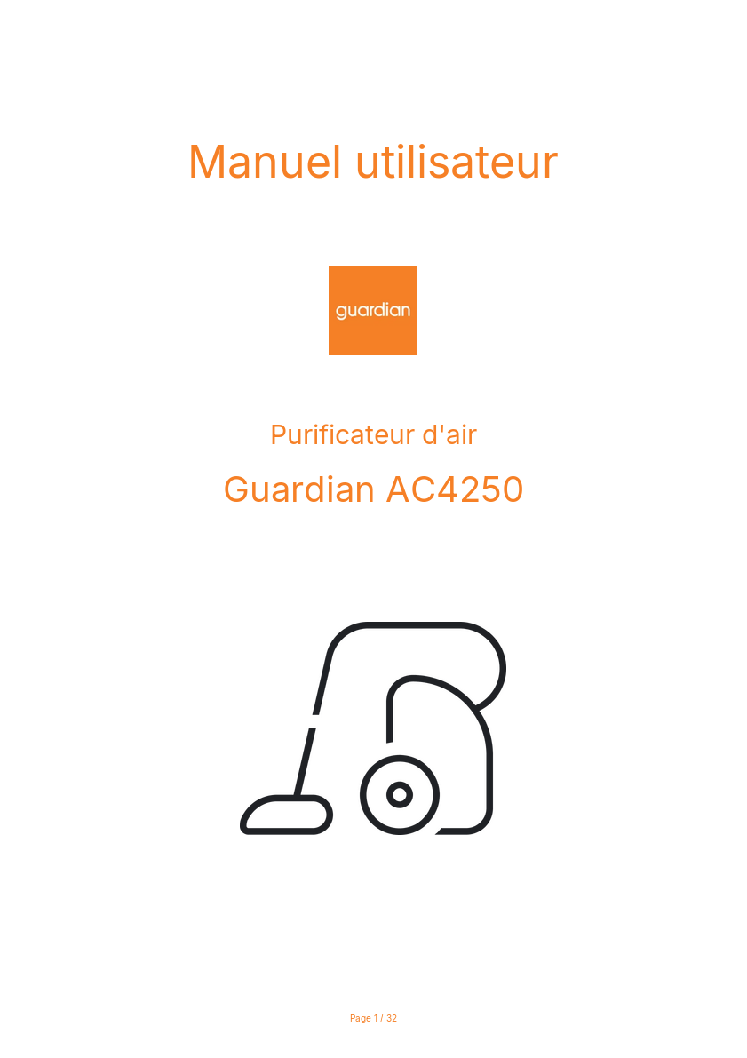 Page n°1 - Manuel utilisateur Guardian AC4250