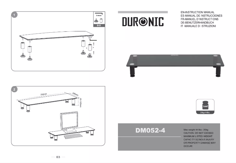 Page n°1 - Manuel utilisateur Duronic DM052-4