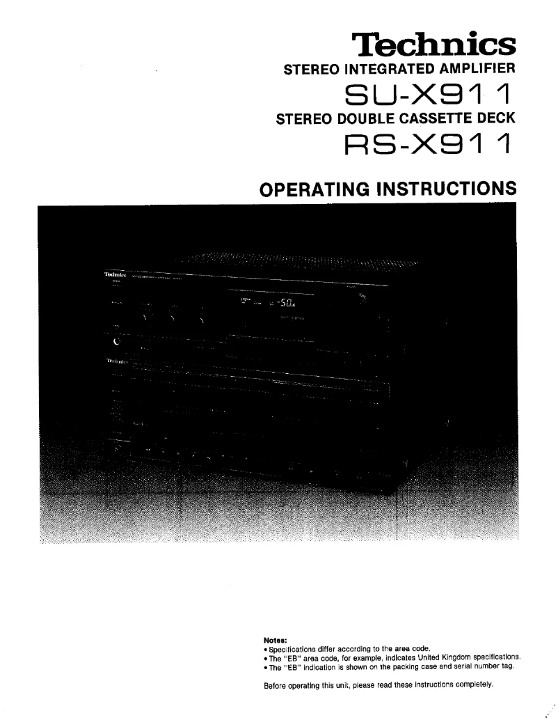 Page 1 de la notice Manuel utilisateur Technics RS-X911