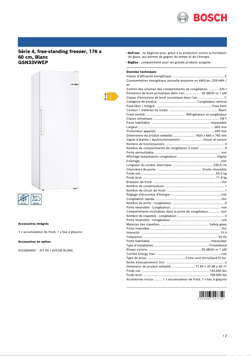 Image de la première page du manuel de l'appareil GSN33VWEP