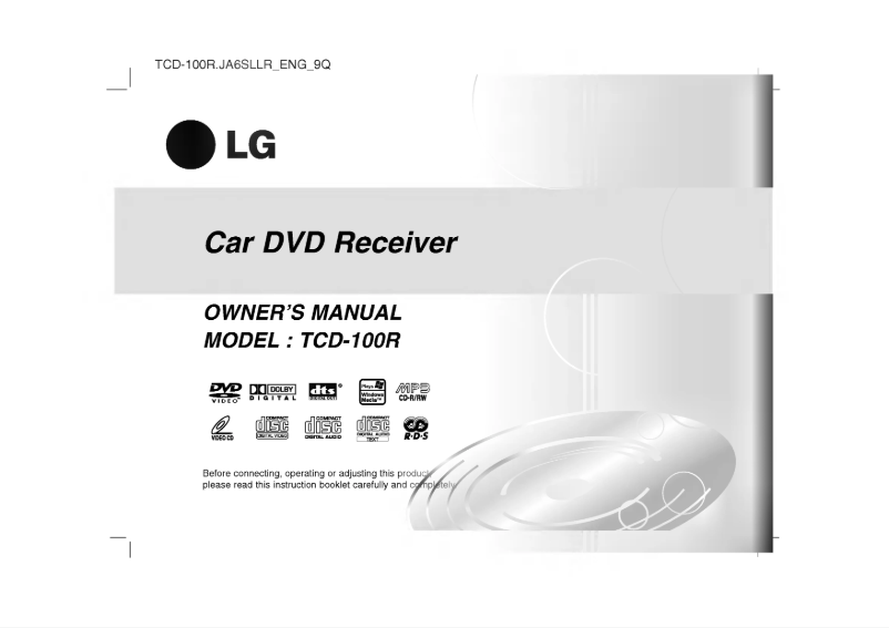 Page 1 de la notice Manuel utilisateur LG TCD-100R