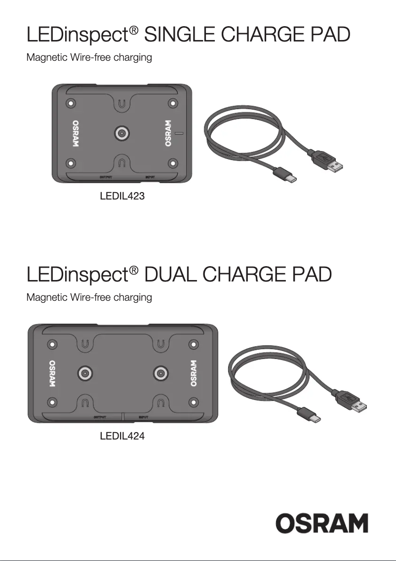 Page 1 de la notice Instructions / montage Osram LEDinspect DUAL CHARGE PAD