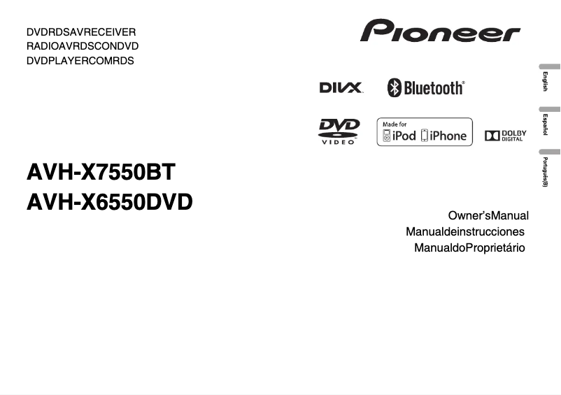 Image de la première page du manuel de l'appareil AVH-X7550BT
