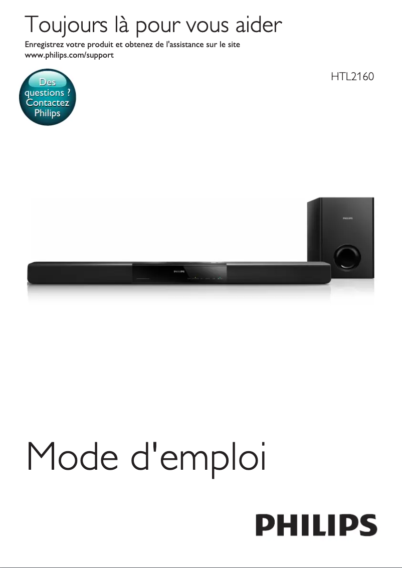 Page 1 de la notice Manuel utilisateur Philips HTL2160T