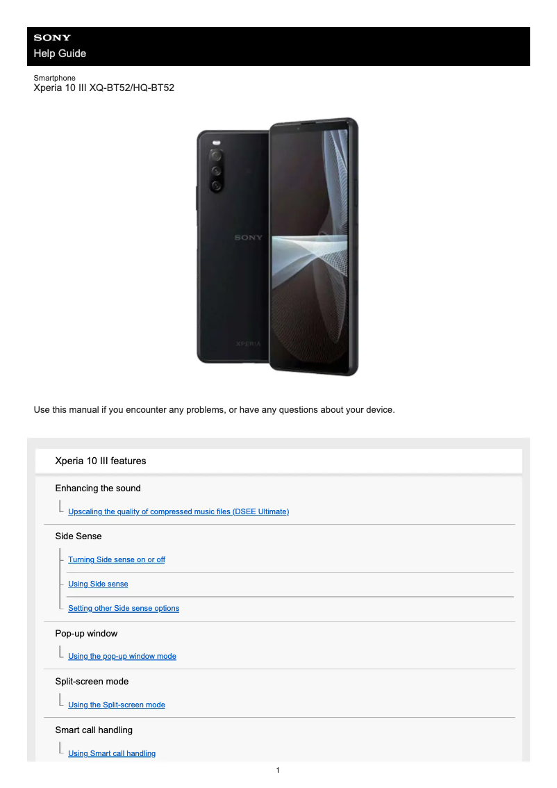 Página 1 del manual Manual de usuario Sony Xperia 10 III Lite