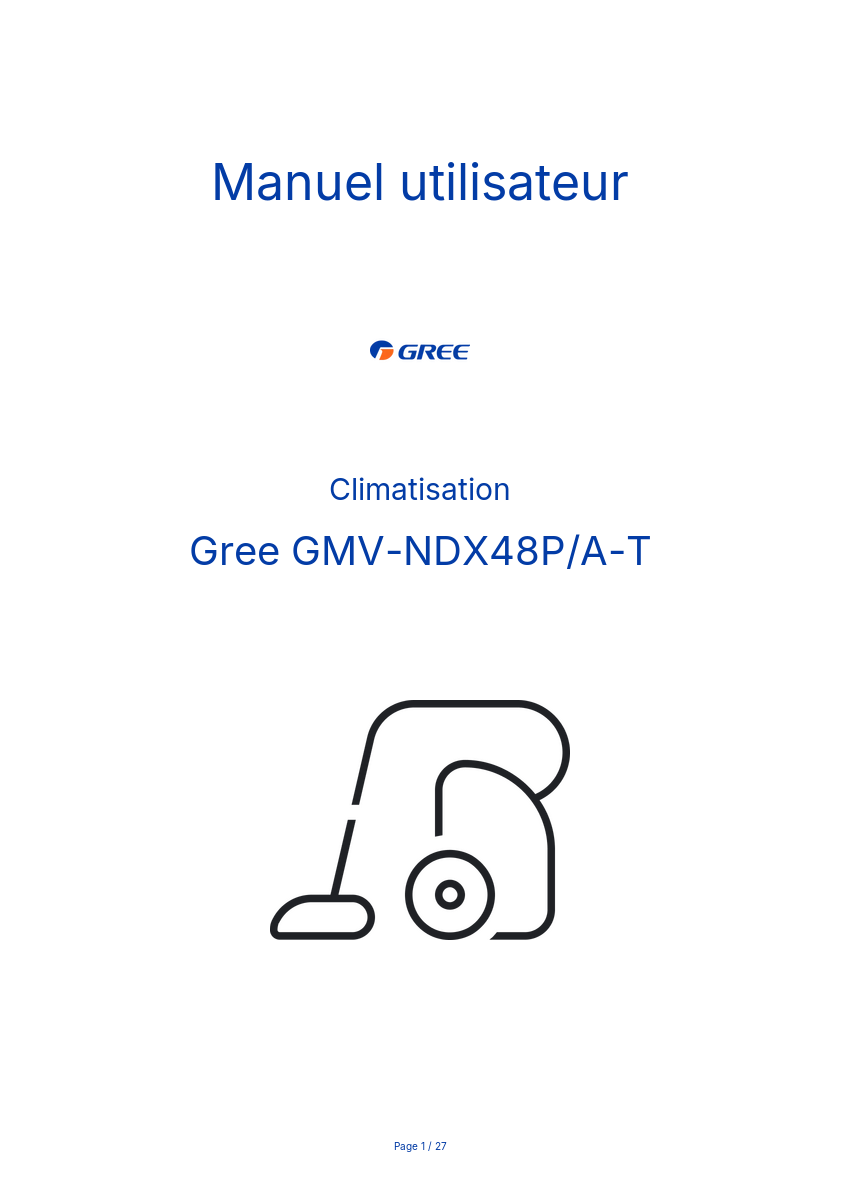 Image de la première page du manuel de l'appareil GMV-NDX48P/A-T