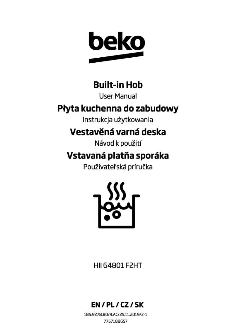 Page 1 de la notice Manuel utilisateur Beko HII 64801 F2HT
