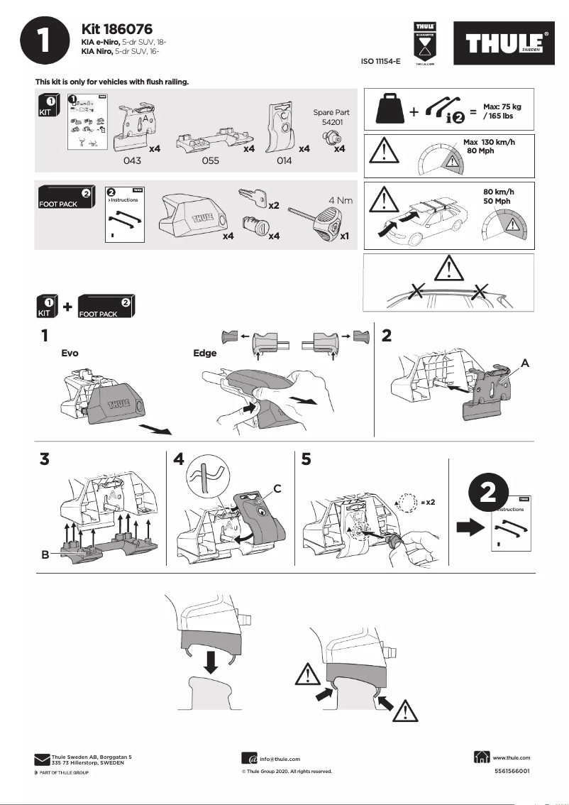 Page 1 de la notice Manuel utilisateur Thule Kit 186076