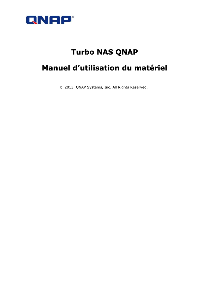 Page n°1 - Manuel utilisateur QNAP TS-419U II