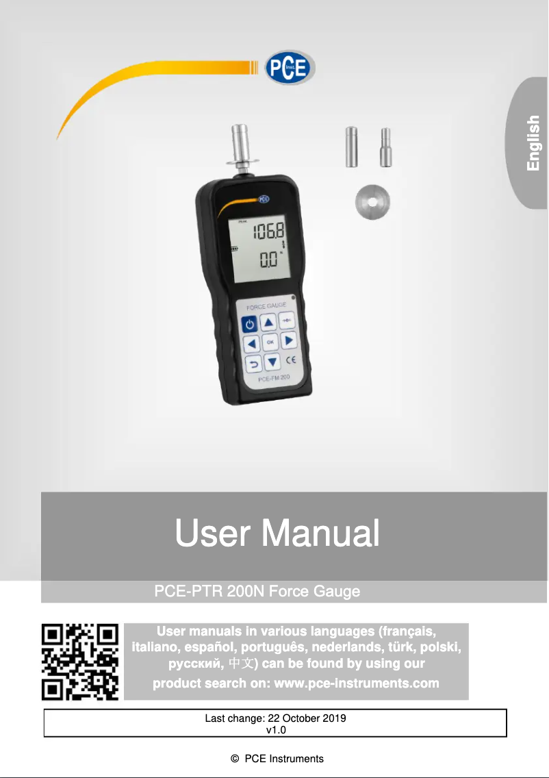Página 1 del manual Manual de usuario PCE Instruments PCE-PTR 200N
