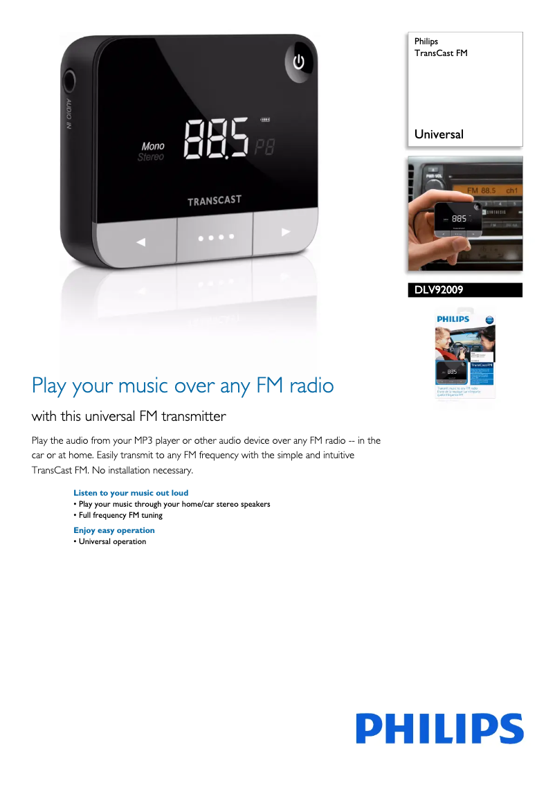 Page 1 de la notice Brochure Philips DLV92009