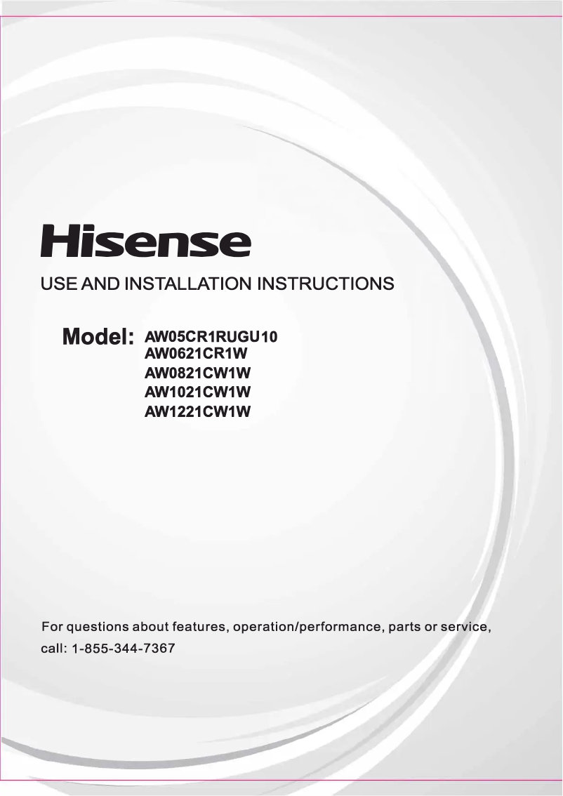 Page 1 de la notice Manuel utilisateur Hisense AW1221CW1W