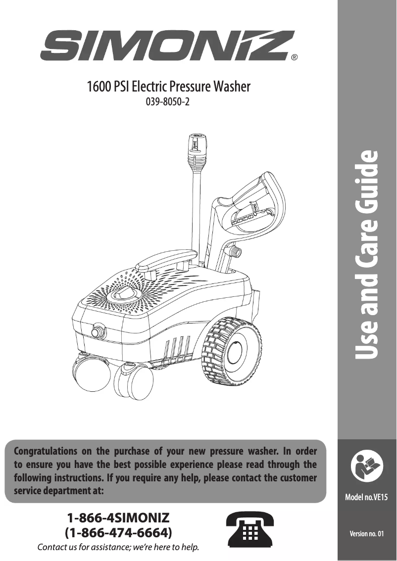 Page n°1 - Manuel utilisateur Simoniz 039-8050-2