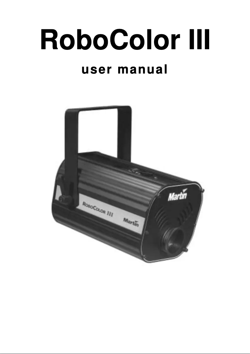Page 1 de la notice Manuel utilisateur Martin RoboColor III