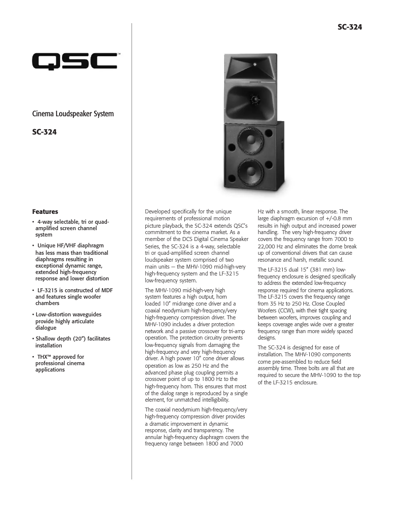 Page n°1 - Fiche technique QSC SC-324