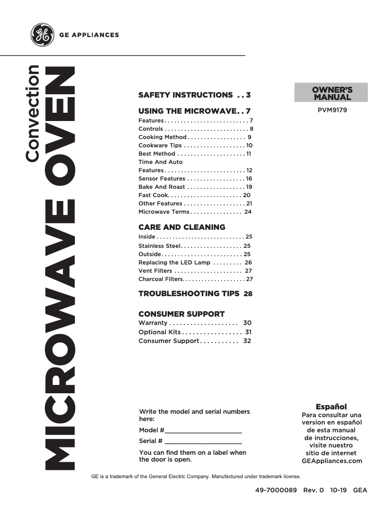 Page n°1 - Manuel d'utilisation et d'entretien GE PVM9179EKES