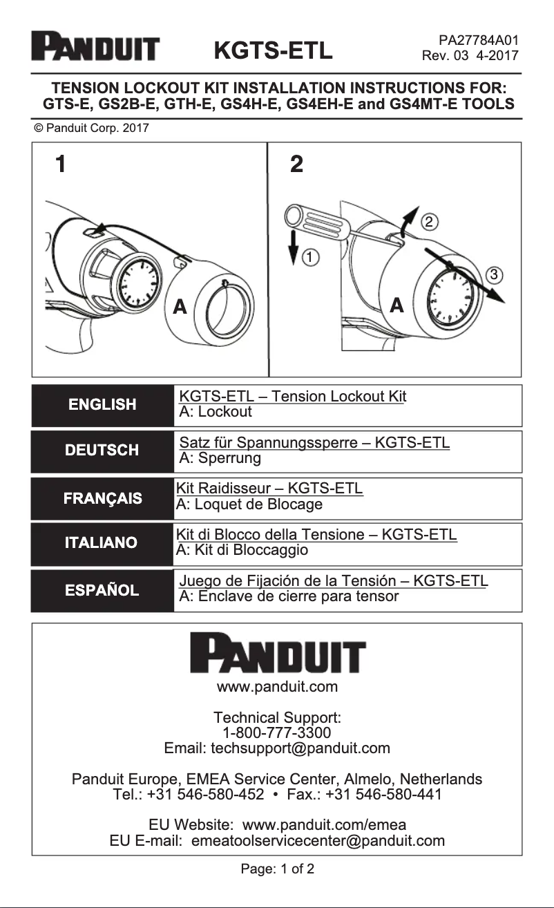Page n°1 - Guide d'installation Panduit GS4MT-E