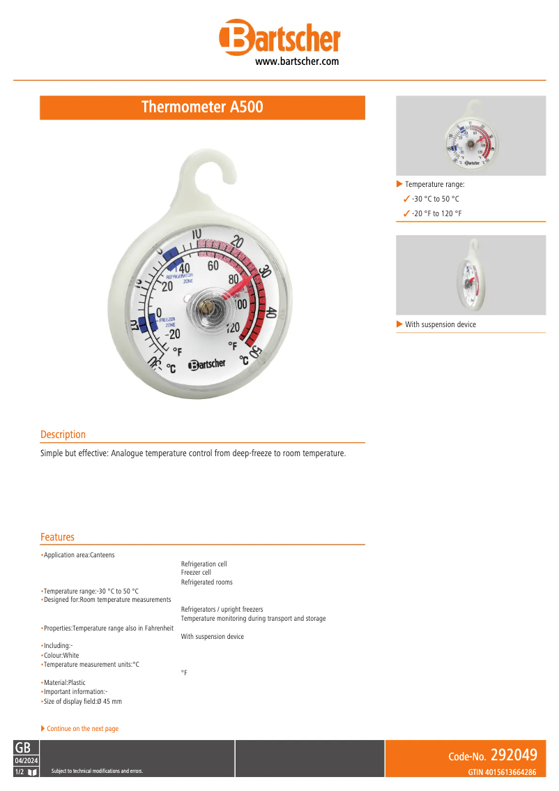 Página 1 del manual Manual de usuario Bartscher A500