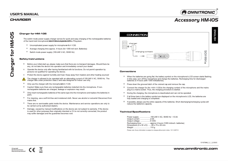 Página 1 del manual Manual de usuario Omnitronic HM-105