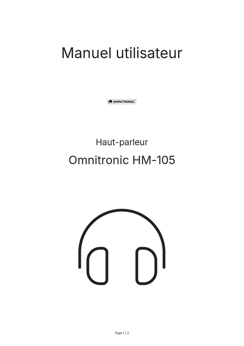 Page n°1 - Manuel utilisateur Omnitronic HM-105