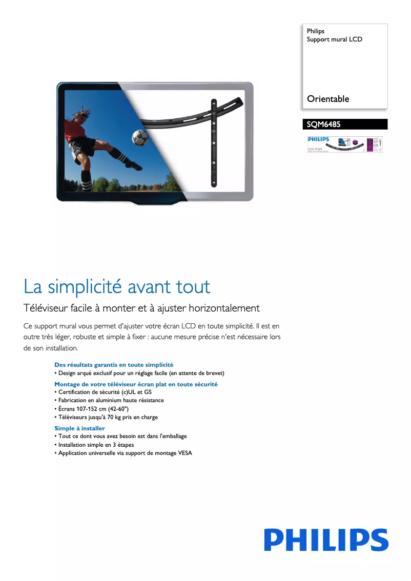 Page n°1 - Fiche technique Philips SQM6485
