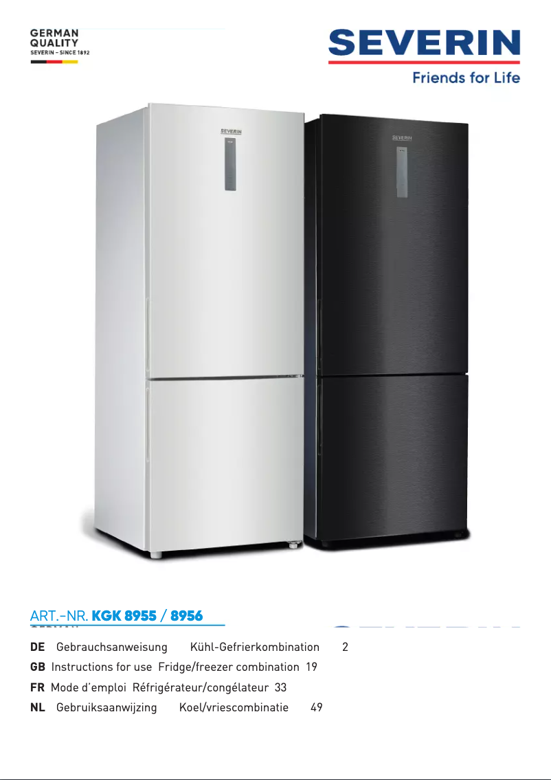 Page n°1 - Manuel utilisateur Severin KGK 8955