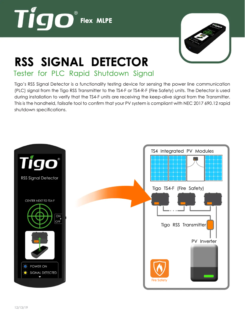 Image de la première page du manuel de l'appareil RSS Signal Detector