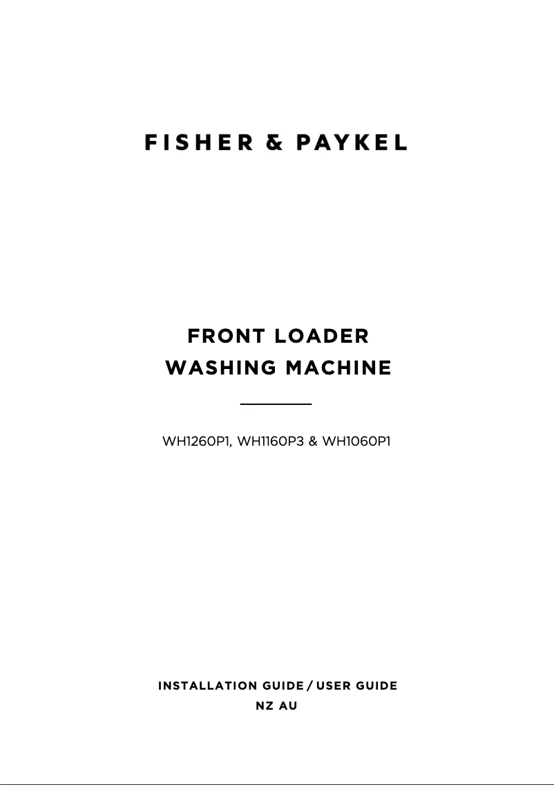 Page 1 de la notice Guide d'installation Fisher & Paykel WH1060P1