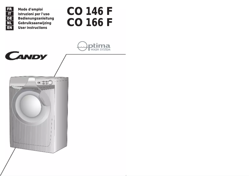 Page 1 de la notice Manuel utilisateur Candy CO 166