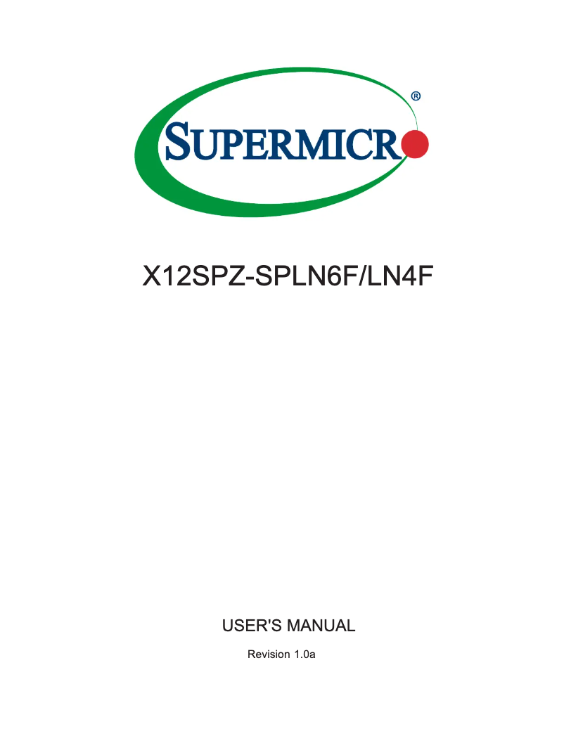 Página 1 del manual Manual de usuario Supermicro X12SPZ-SPLN6F