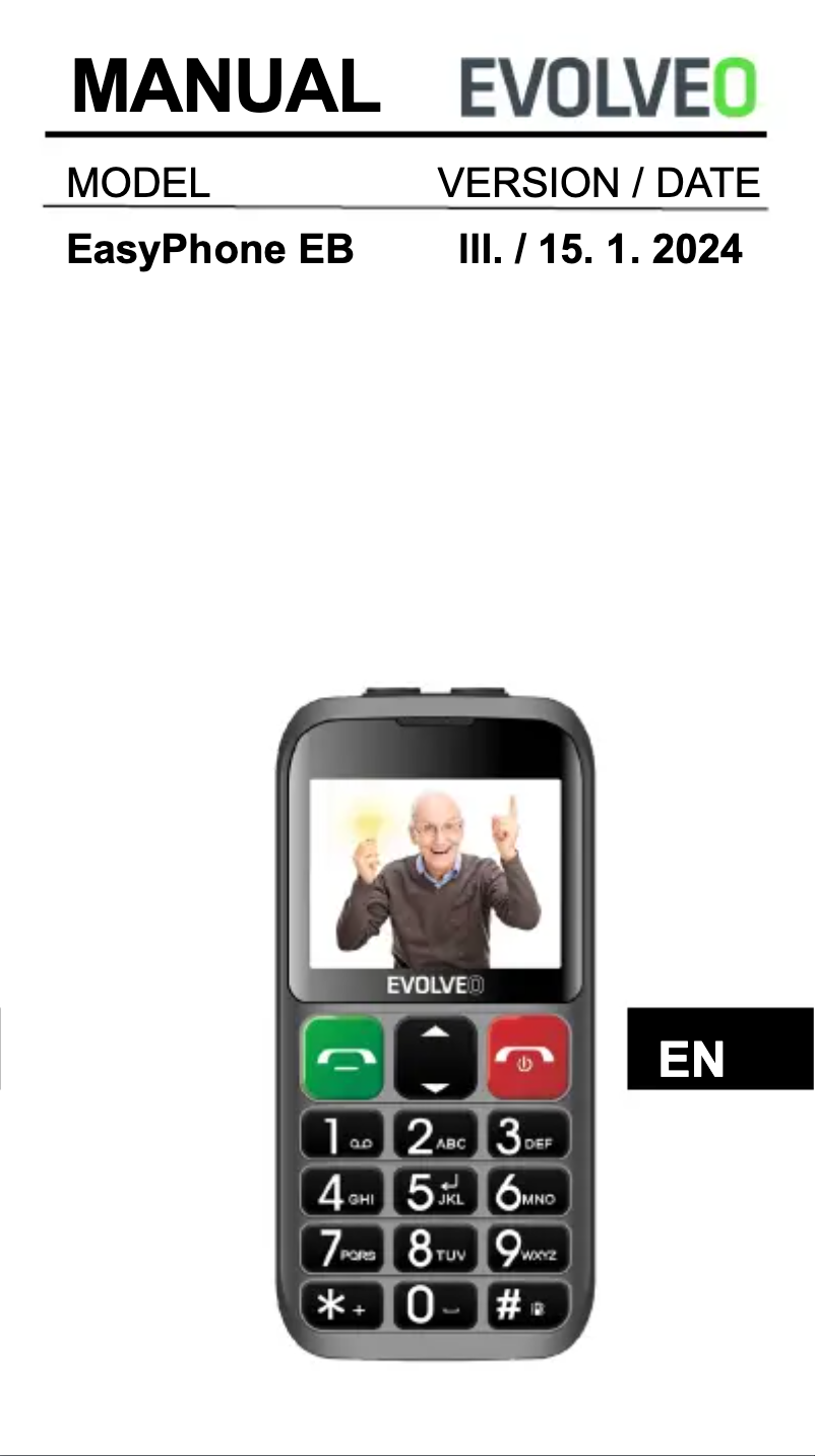 Page 1 de la notice Manuel utilisateur Evolveo EasyPhone EB