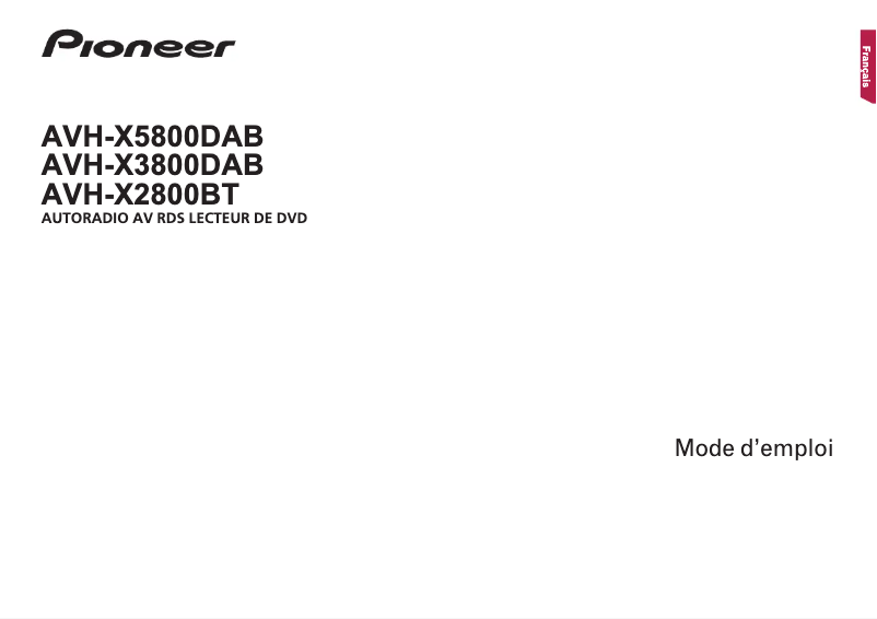 Page n°1 - Manuel utilisateur Pioneer AVH-X5800DAB