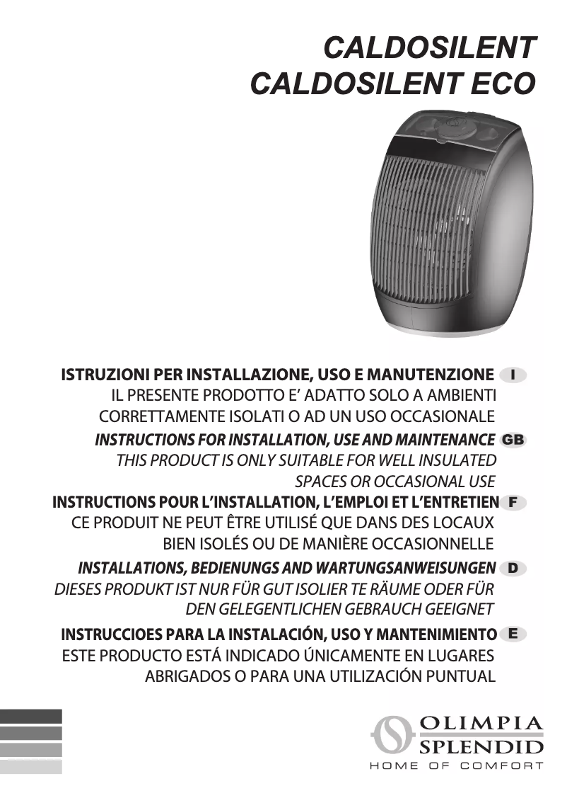 Page 1 de la notice Manuel utilisateur Olimpia Splendid Caldosilent ECO