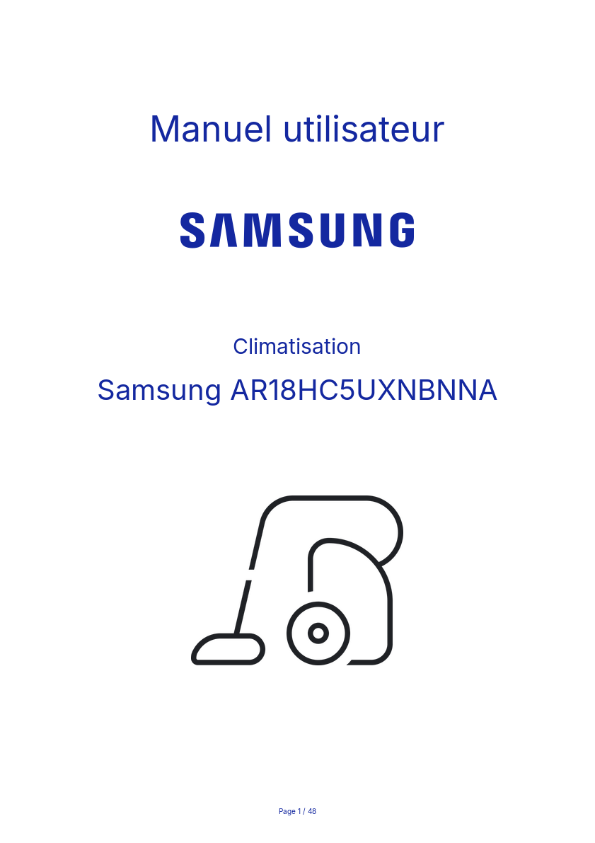 Page n°1 - Manuel utilisateur Samsung AR18HC5UXNBNNA