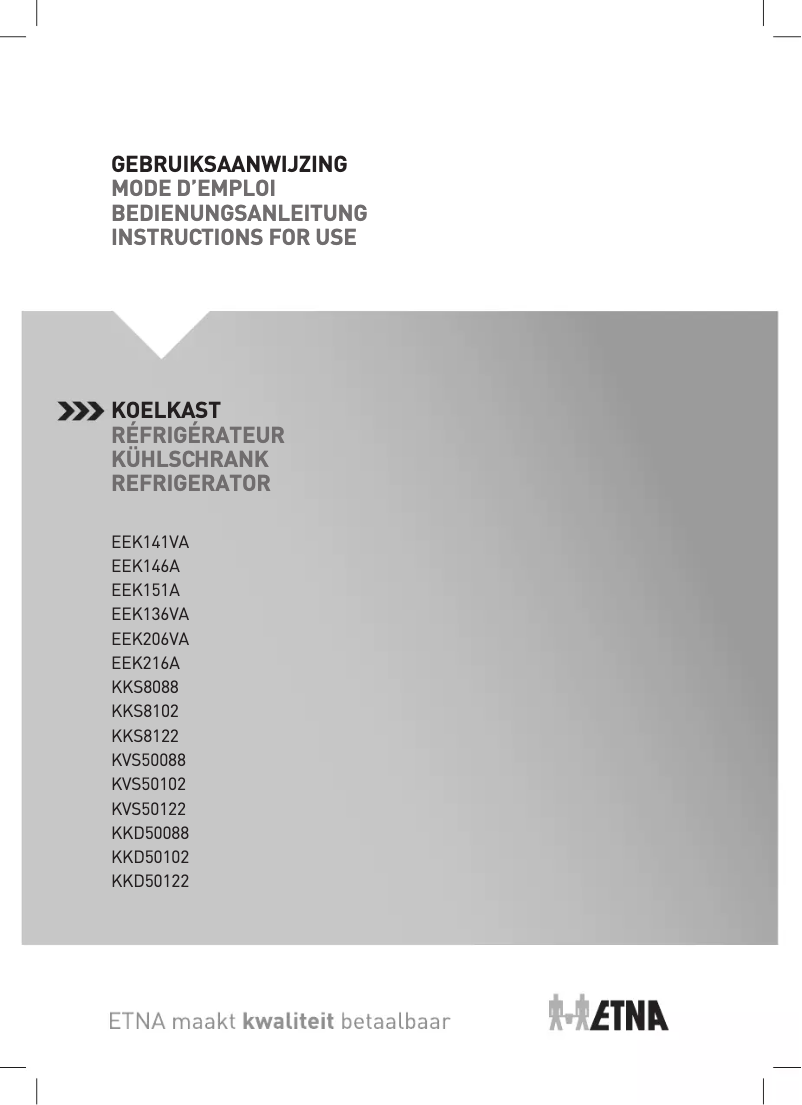 Page n°1 - Manuel utilisateur Etna KVS50102