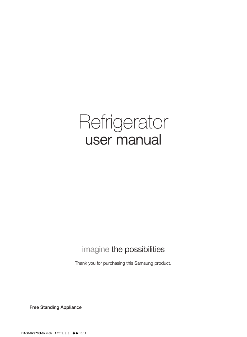 Page 1 de la notice Manuel utilisateur Samsung RH80H81307F