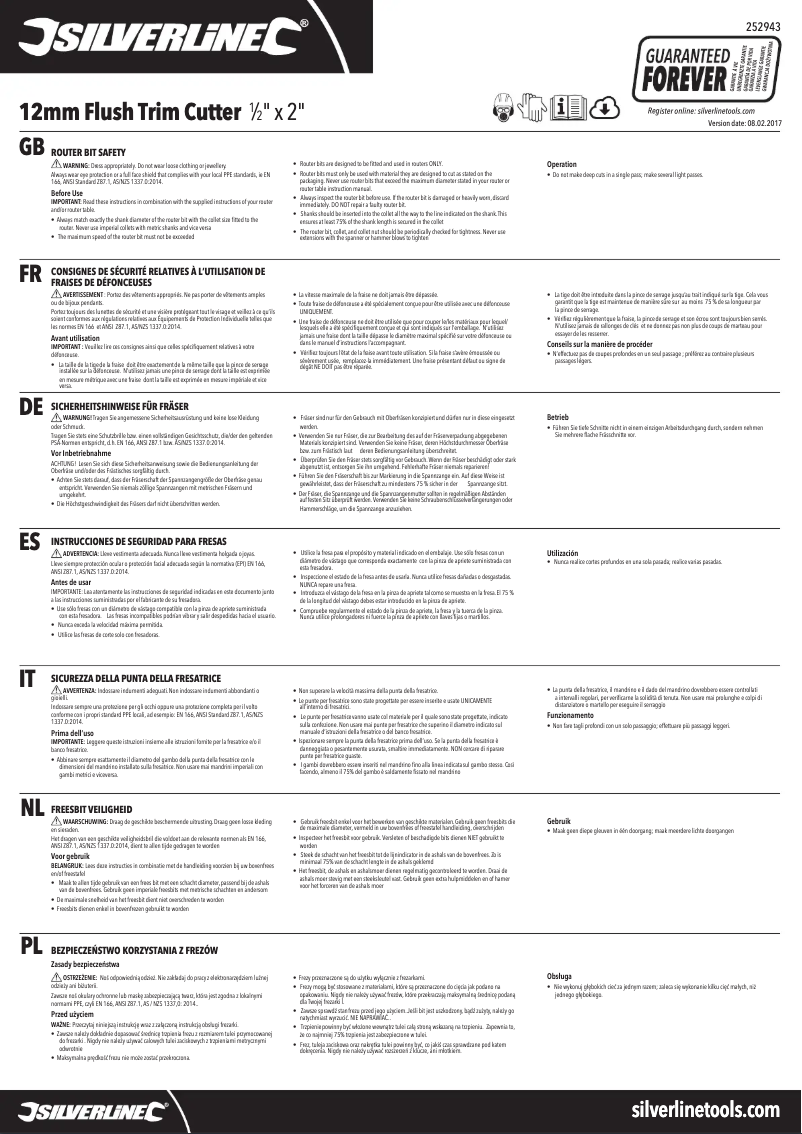 Page 1 de la notice Manuel utilisateur Silverline 252943
