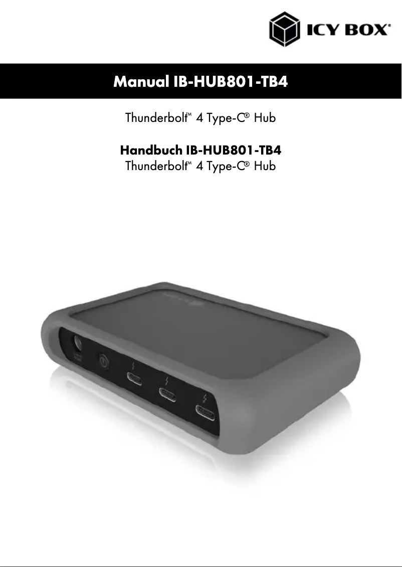 Página 1 del manual Manual de usuario Icy Box IB-HUB801-TB4