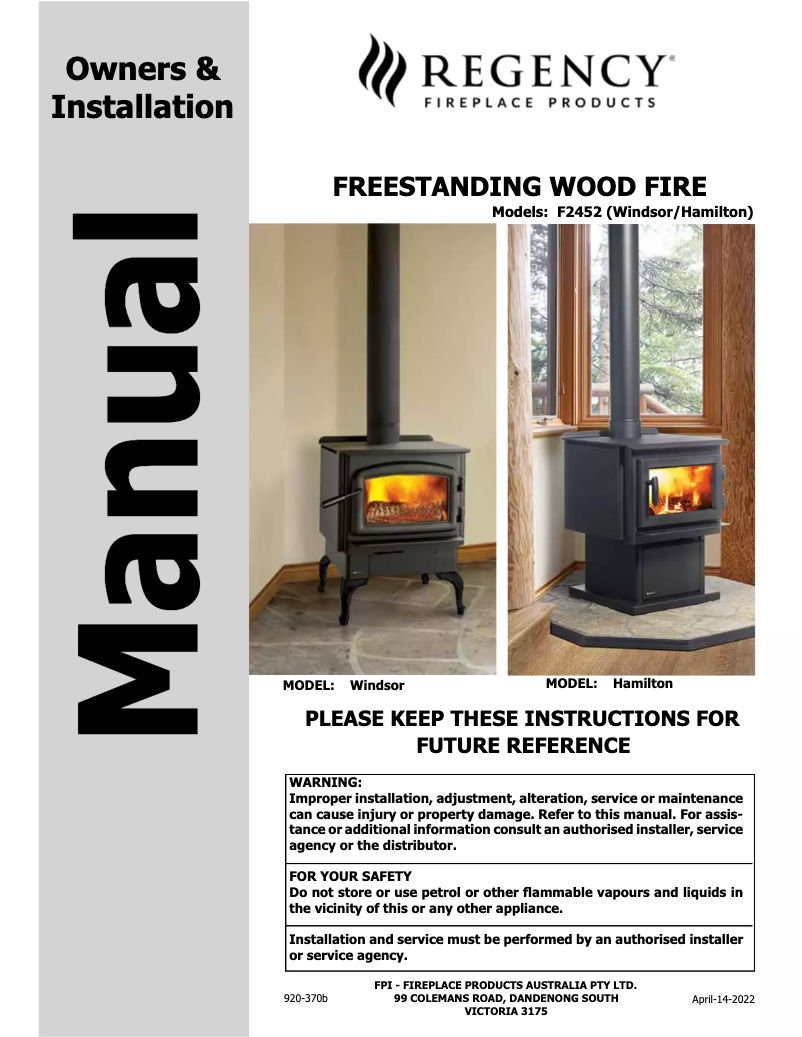 Image de la première page du manuel de l'appareil Hamilton F2452