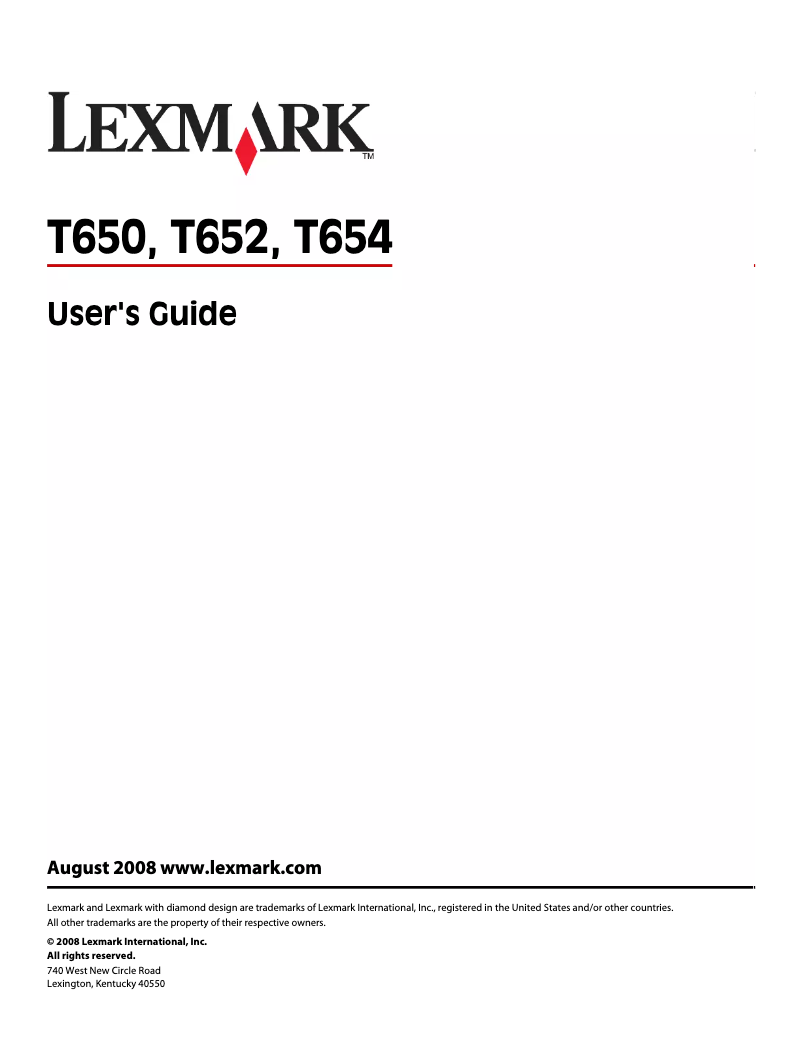 Page 1 de la notice Manuel utilisateur Lexmark TS654