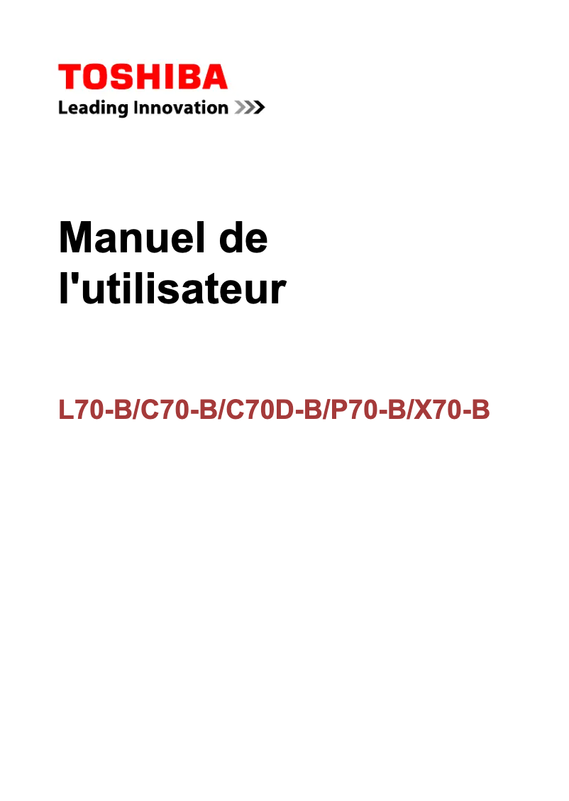 Image de la première page du manuel de l'appareil Qosmio L70-B