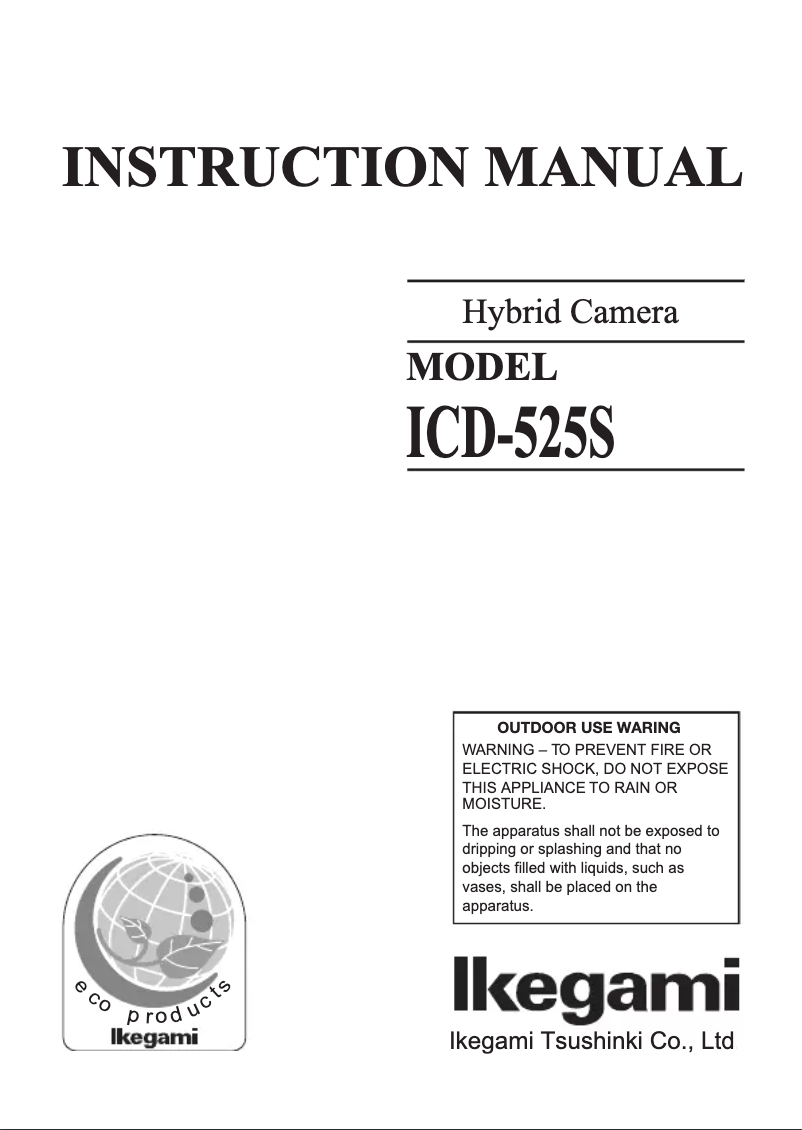 Page 1 de la notice Manuel utilisateur Ikegami ICD-525S