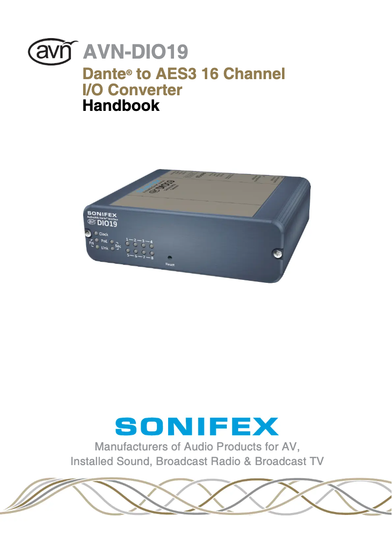 Page n°1 - Manuel utilisateur Sonifex AVN-DIO19
