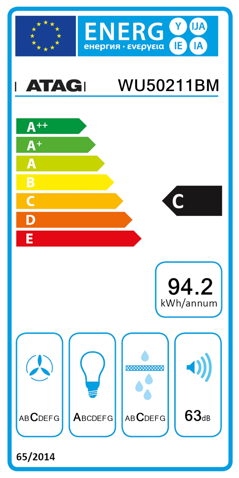 Page n°1 - Label énergétique Atag WU50211BM