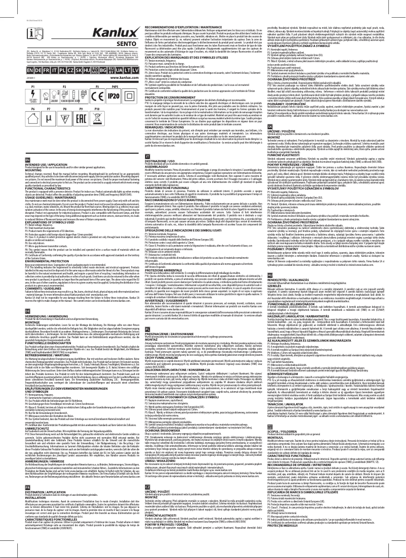 Page 1 de la notice Manuel utilisateur Kanlux SENTO