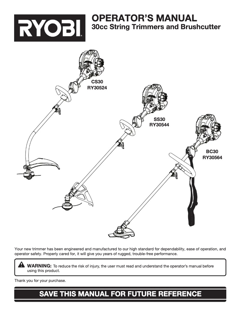 Page 1 de la notice Manuel utilisateur RYOBI RY30544