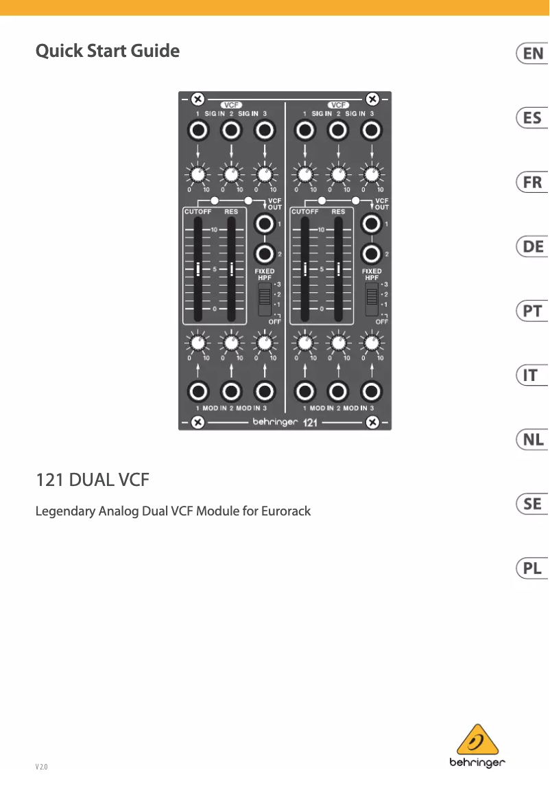 Page n°1 - Manuel utilisateur Behringer 121 Dual VCF