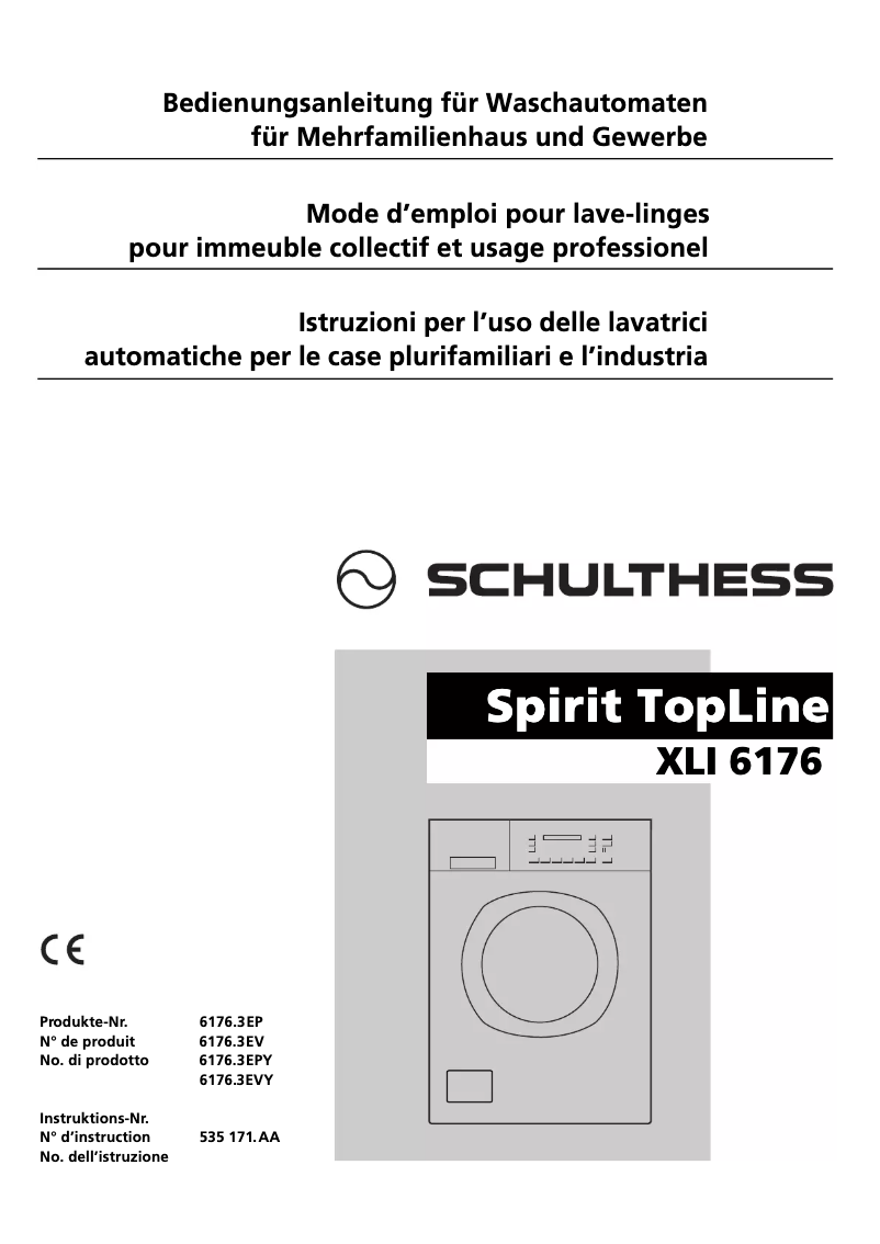 Page 1 de la notice Manuel utilisateur Schulthess Spirit TopLine XLI 6176