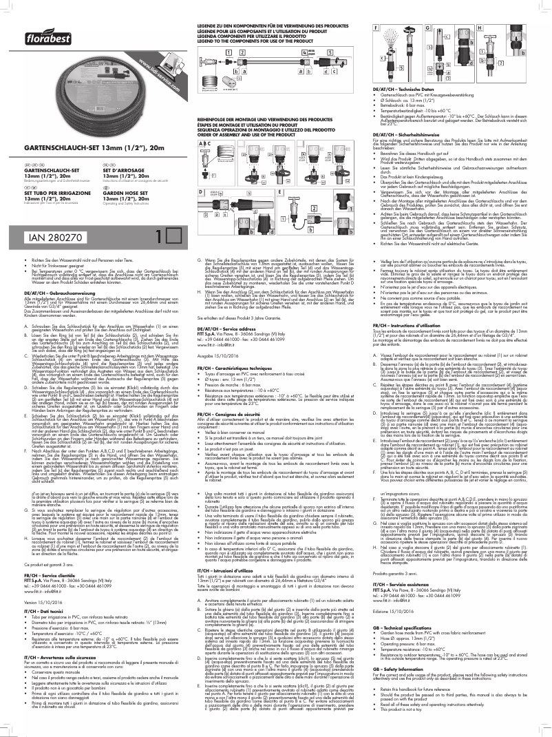 Page 1 de la notice Manuel utilisateur Florabest IAN 280270